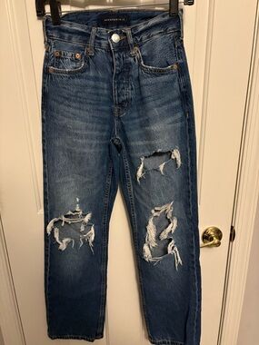 Aeropostale Dark Blue Distressed Denim Jeans-90s baggy Triple 000